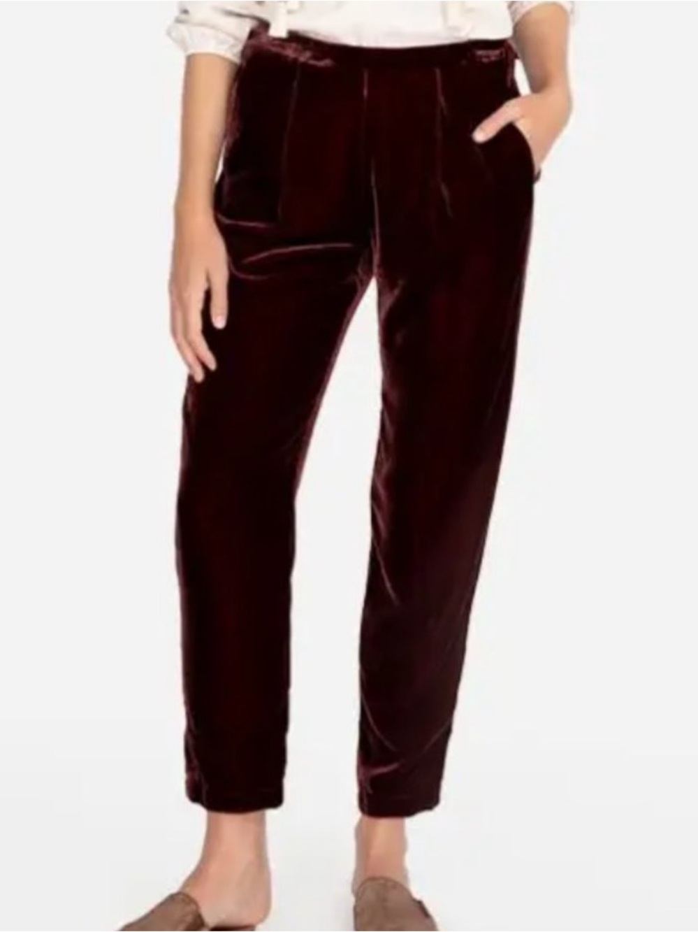 NWT Johnny Was patoshik Velvet Cropped Tapered Pants in Deep Wine size XXL